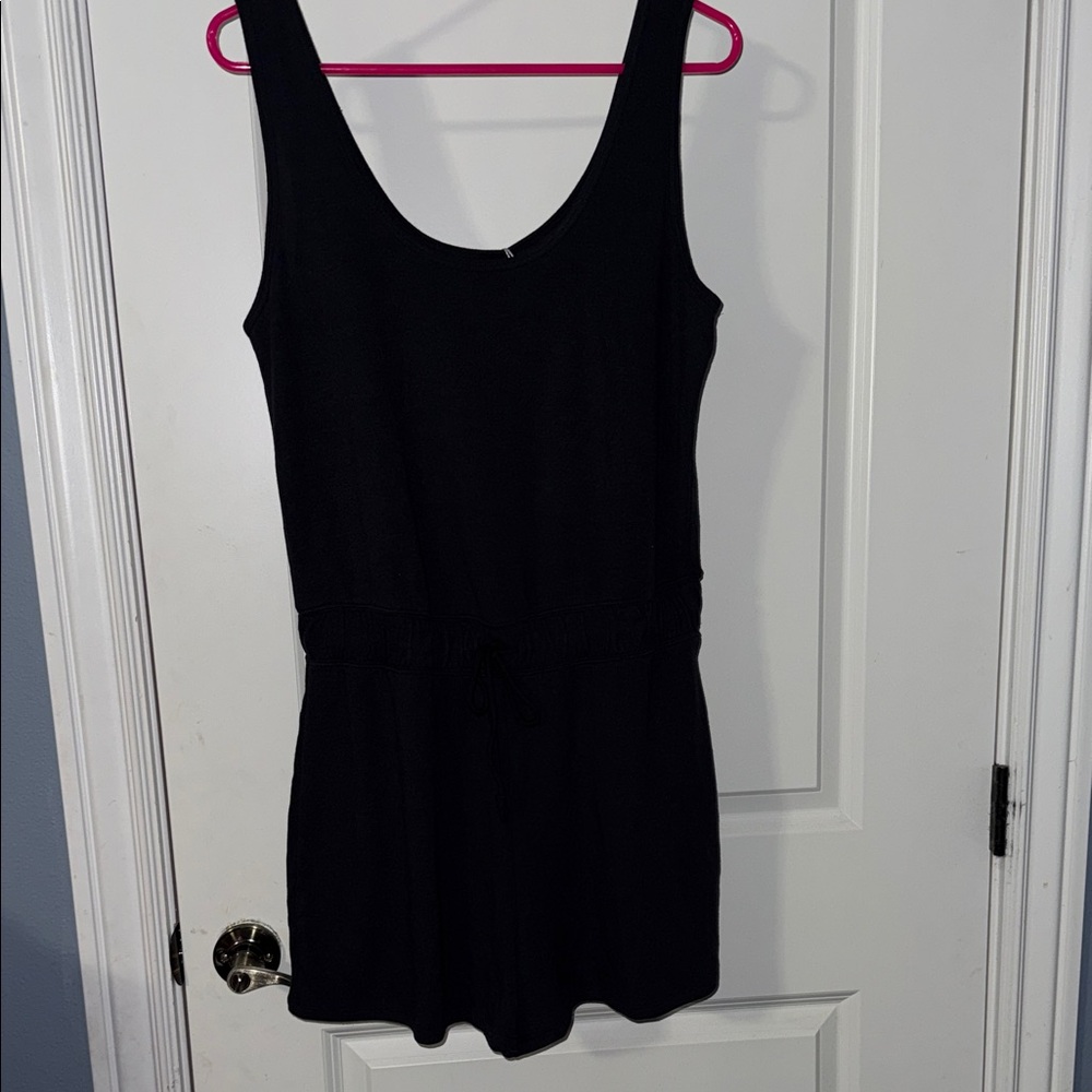 Black Drawstring Romper - Picture 1 of 5